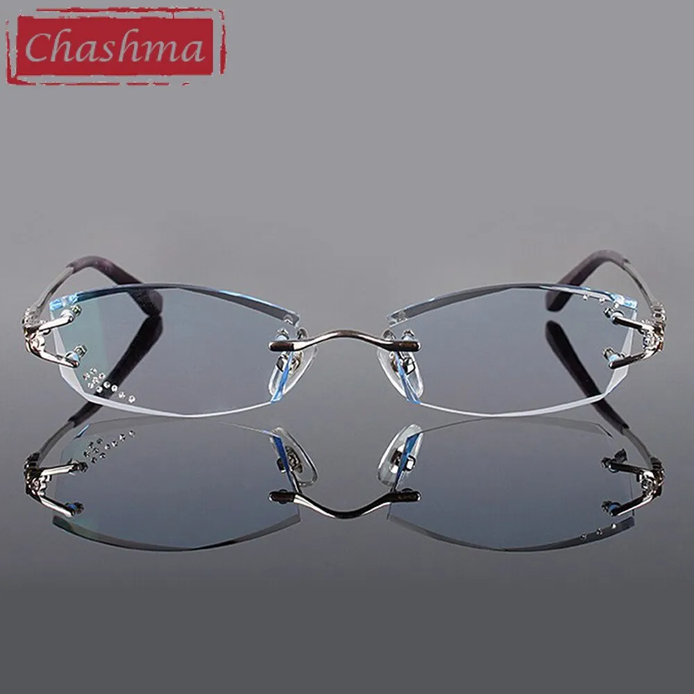 Chashma Ochki Women's Rimless Square Titanium Eyeglasses 10066028