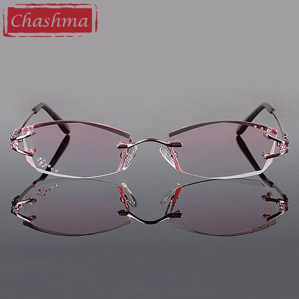 Chashma Ochki Women's Rimless Square Titanium Eyeglasses 10066028