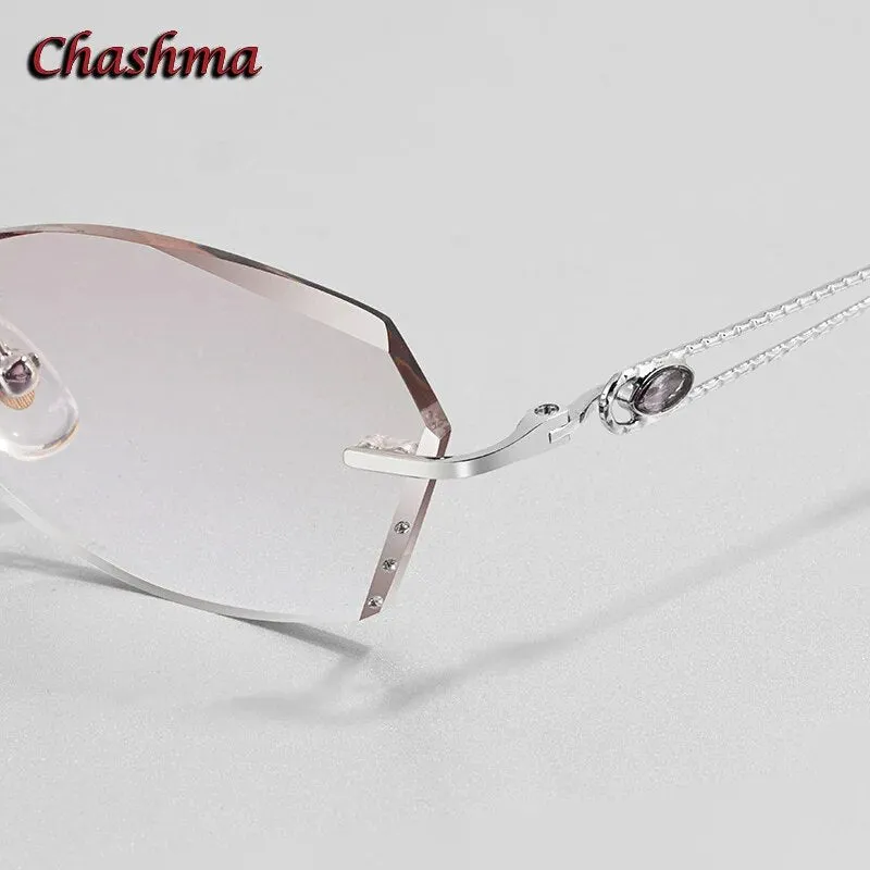 Chashma Ochki Women's Rimless Square Titanium Eyeglasses 2313