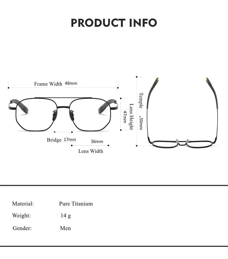 Chashma Ottica Men's Full Rim Polygon Square Titanium Double Bridge Eyeglasses 07518