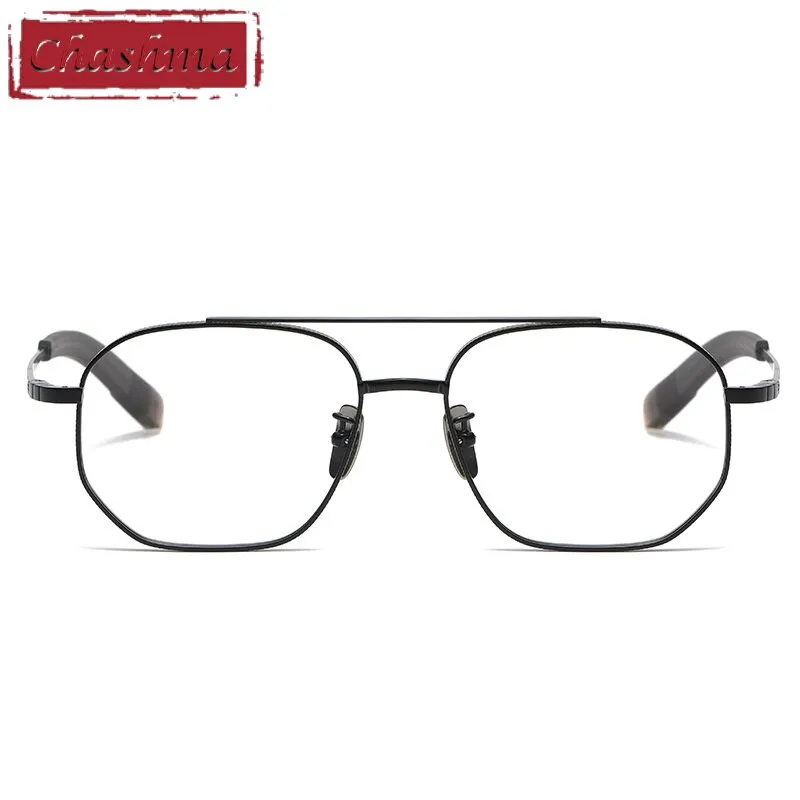 Chashma Ottica Men's Full Rim Polygon Square Titanium Double Bridge Eyeglasses 07518