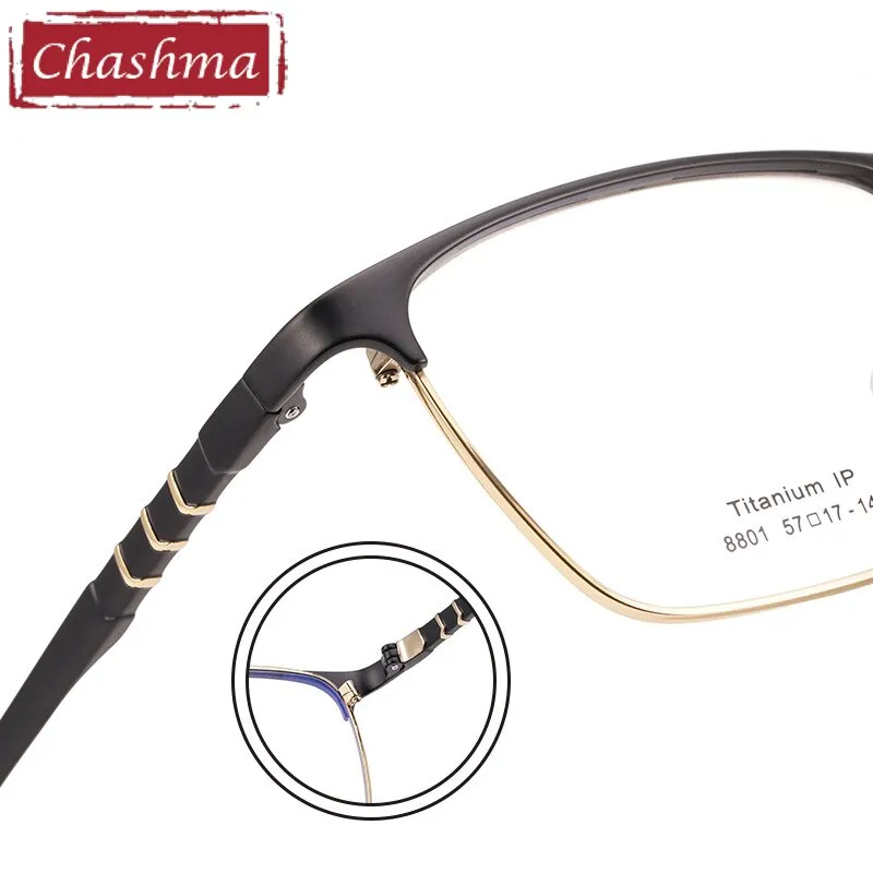 Chashma Ottica Men's Full Rim Square Titanium Eyeglasses 8801