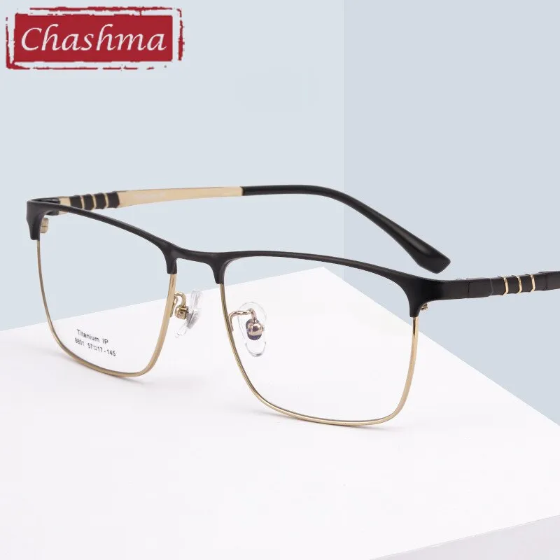 Chashma Ottica Men's Full Rim Square Titanium Eyeglasses 8801