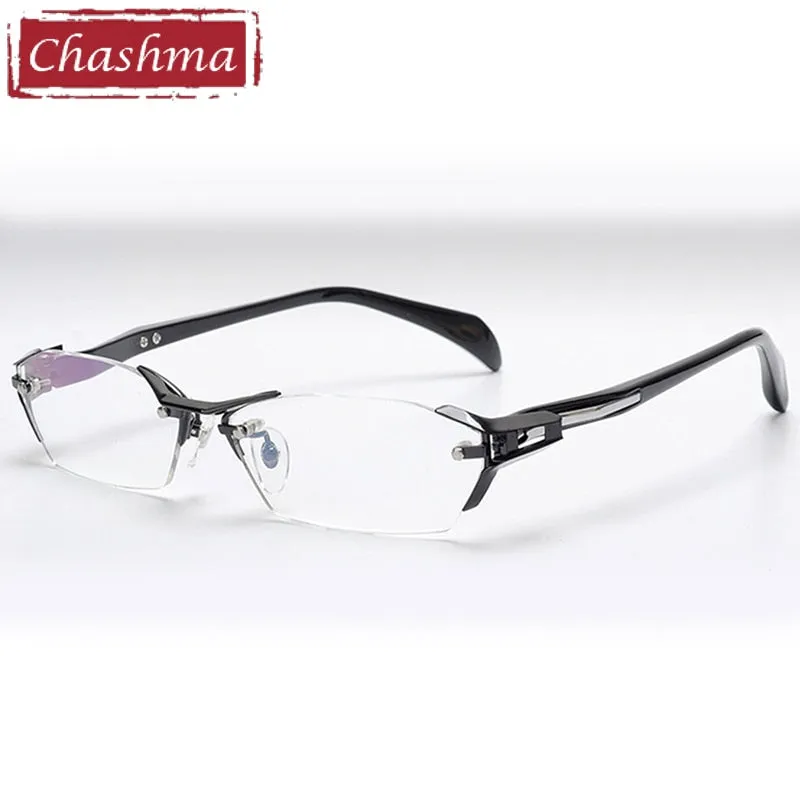 Chashma Ottica Men's Rimless Irregular Rectangle Eyeglasses 1141