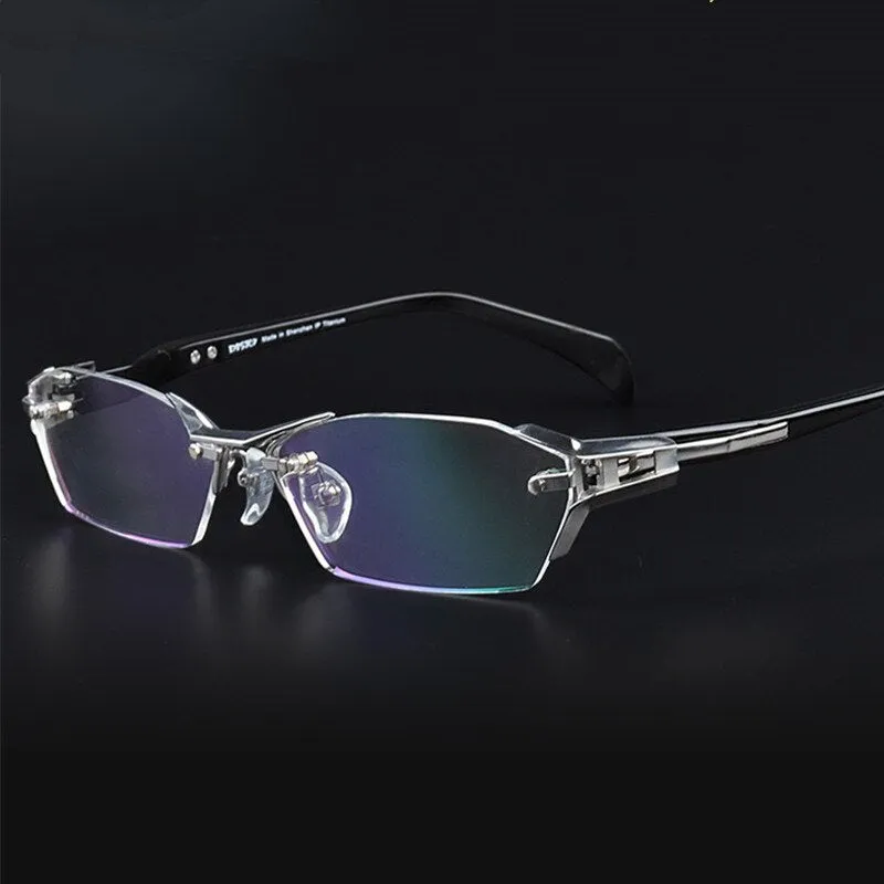 Chashma Ottica Men's Rimless Irregular Rectangle Eyeglasses 1141