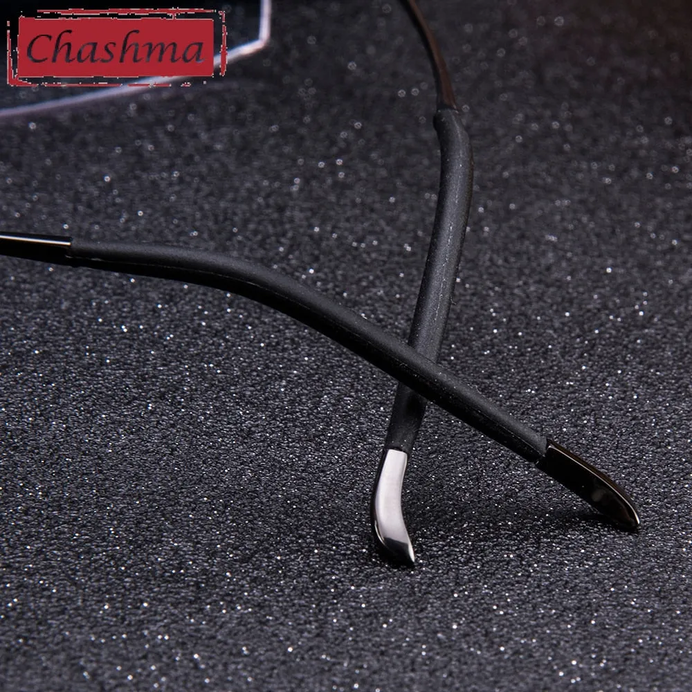 Chashma Ottica Men's Rimless Irregular Rectangle Titanium Eyeglasses Tinted Lenses 8193