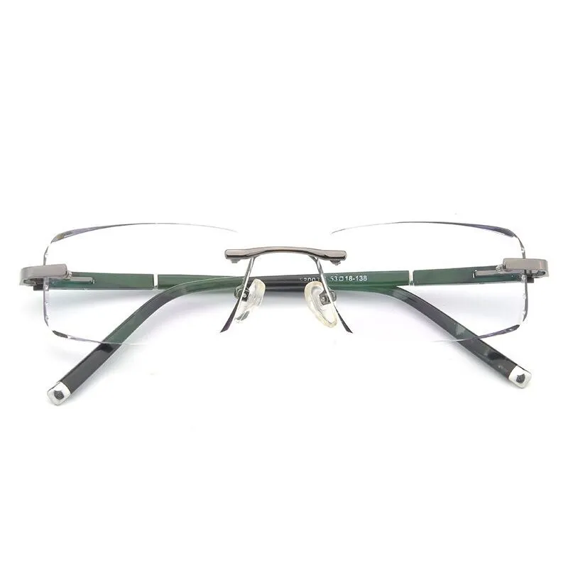 Chashma Ottica Men's Rimless Rectangle Alloy Eyeglasses Tinted Lenses 58003