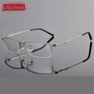 Chashma Ottica Men's Semi Rim Rectangle Square Titanium Eyeglasses T8906s