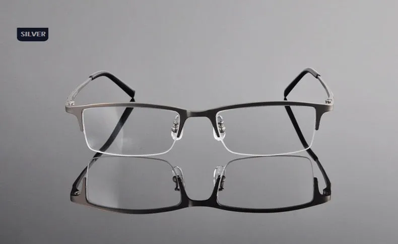 Chashma Ottica Men's Semi Rim Rectangle Square Titanium Eyeglasses T8906s