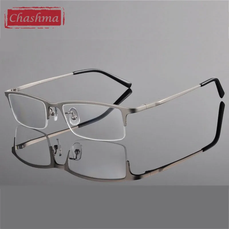 Chashma Ottica Men's Semi Rim Rectangle Square Titanium Eyeglasses T8906s