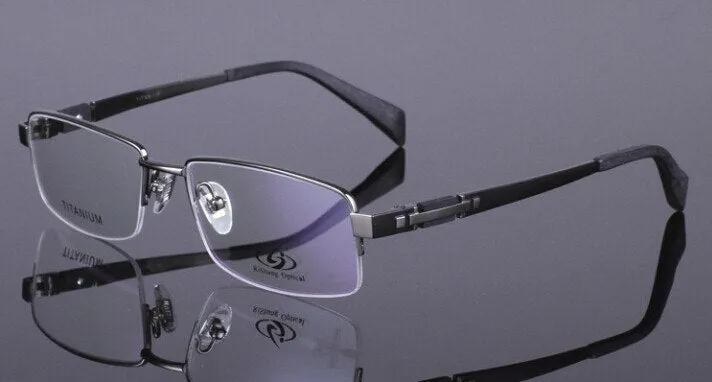 Chashma Ottica Men's Semi Rim Rectangle Titanium Eyeglasses 8001