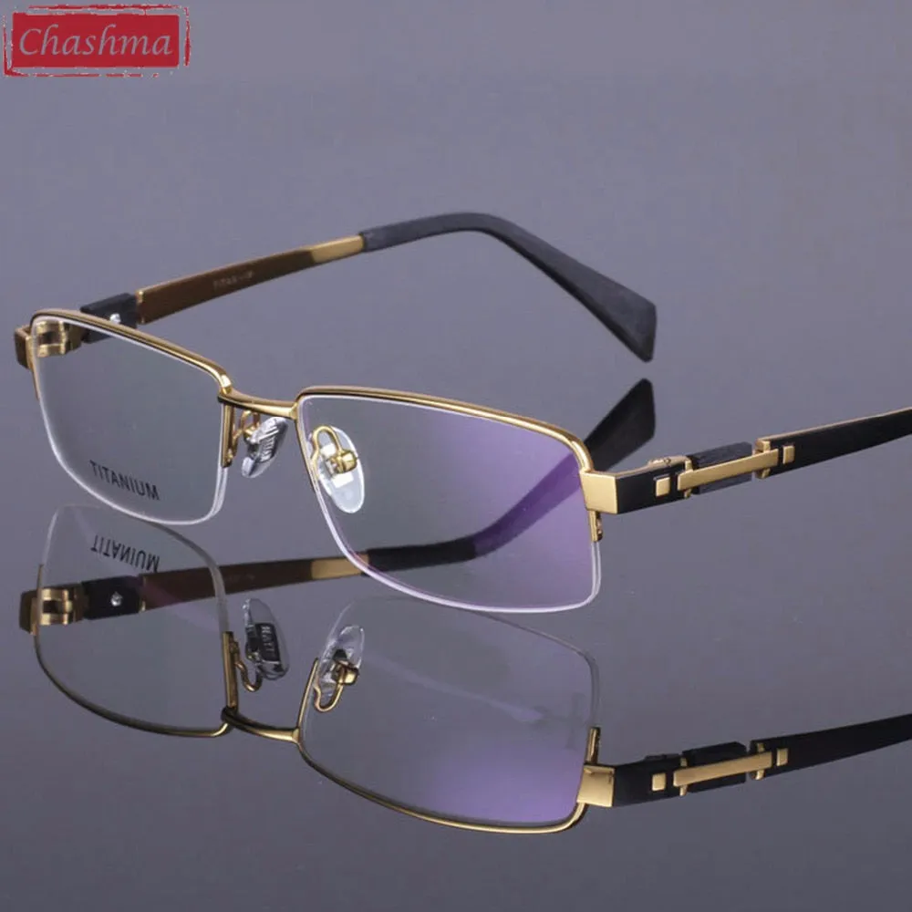 Chashma Ottica Men's Semi Rim Rectangle Titanium Eyeglasses 8001