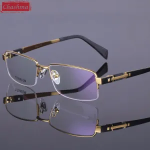 Chashma Ottica Men's Semi Rim Rectangle Titanium Eyeglasses 8001