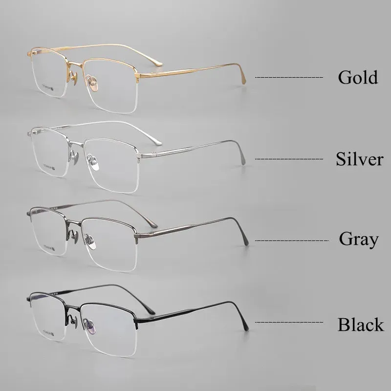 Chashma Ottica Men's Semi Rim Square Titanium Eyeglasses 3812