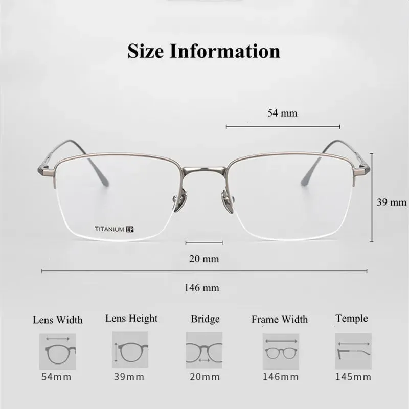 Chashma Ottica Men's Semi Rim Square Titanium Eyeglasses 3812