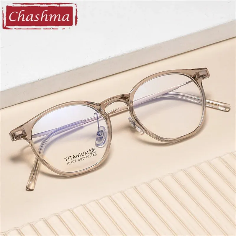 Chashma Ottica Unisex Full Rim Round Tr 90 Titanium Eyeglasses 16017