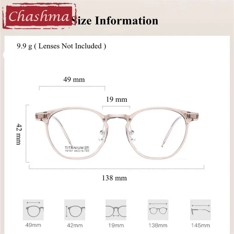 Chashma Ottica Unisex Full Rim Round Tr 90 Titanium Eyeglasses 16017