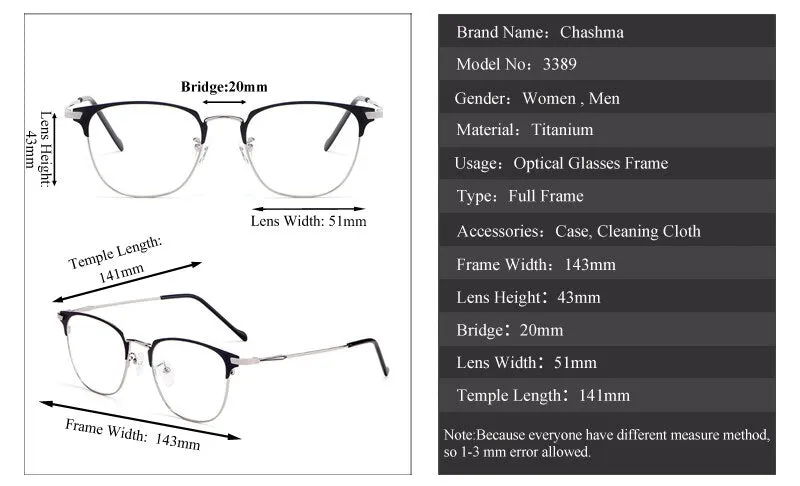 Chashma Ottica Unisex Full Rim Square Round Alloy Eyeglasses 3389