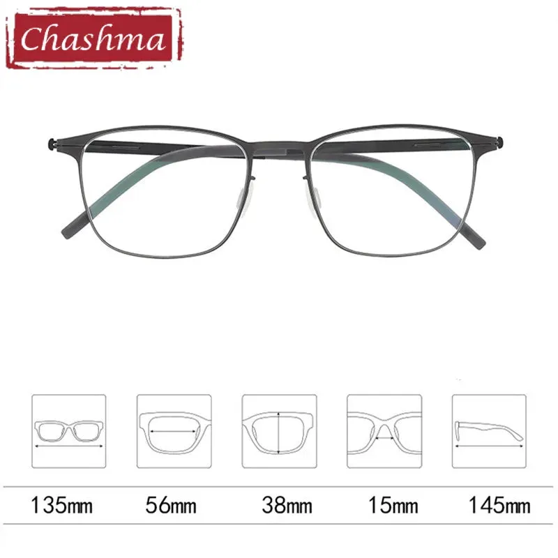 Chashma Ottica Unisex Full Rim Square Titanium Eyeglasses 401