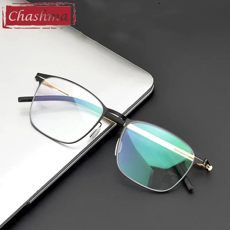Chashma Ottica Unisex Full Rim Square Titanium Eyeglasses 401
