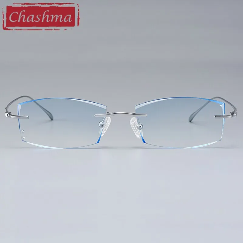 Chashma Ottica Unisex Rimless Rectangle Titanium Eyeglasses Tinted Lenses 9083