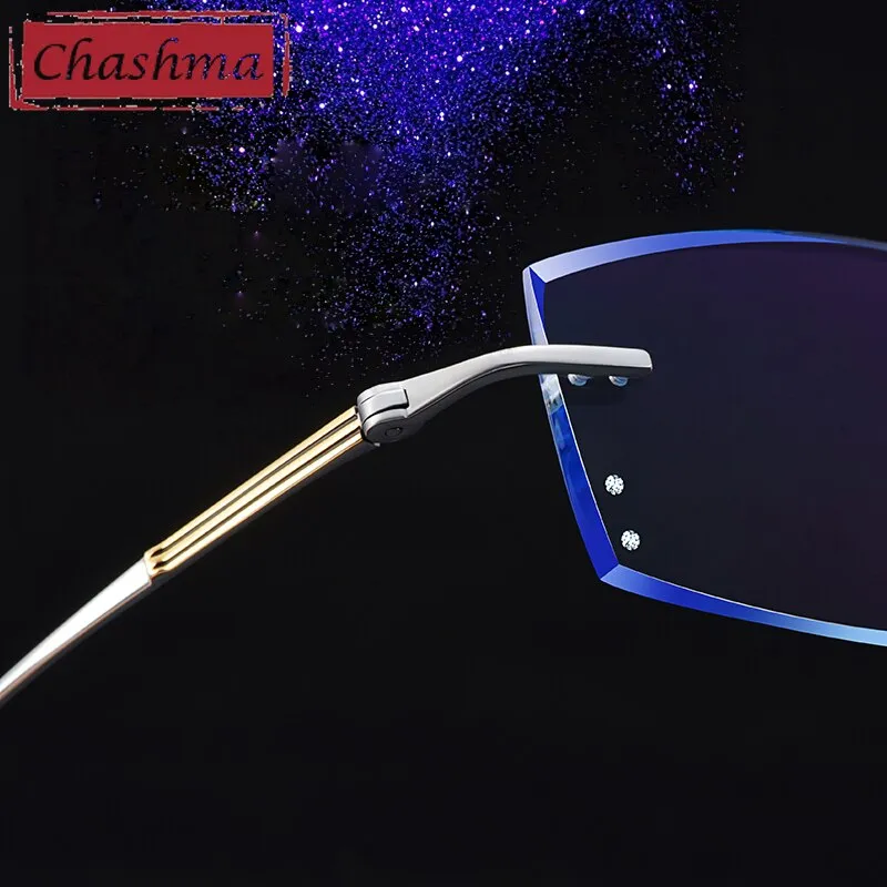 Chashma Ottica Unisex Rimless Rectangle Titanium Eyeglasses Tinted Lenses 9083