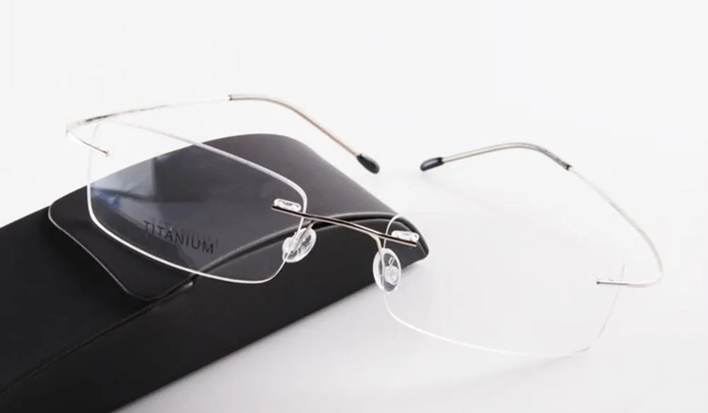 Chashma Ottica Unisex Rimless Rectangle Titanium Presbyopic Reading Glasses Ch023