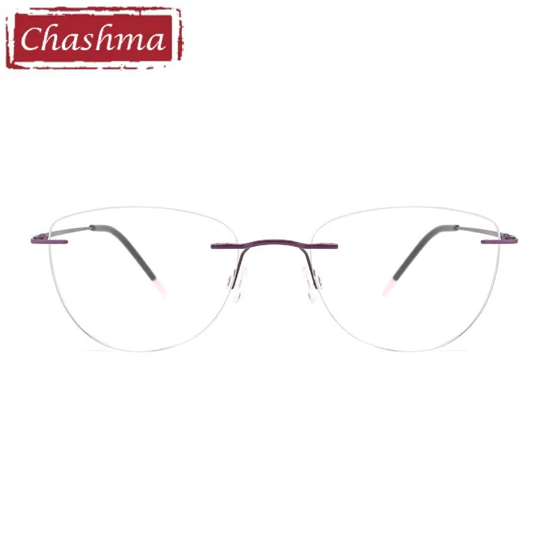 Chashma Ottica Unisex Rimless Square Cat Eye Titanium Eyeglasses 8012