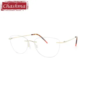Chashma Ottica Unisex Rimless Square Cat Eye Titanium Eyeglasses 8012
