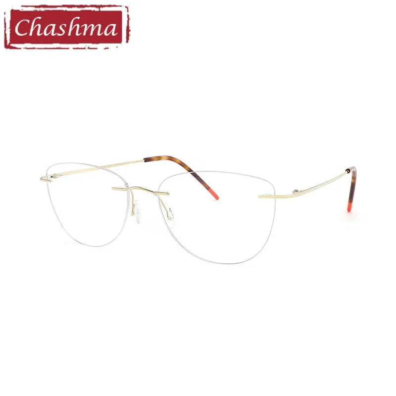 Chashma Ottica Unisex Rimless Square Cat Eye Titanium Eyeglasses 8012