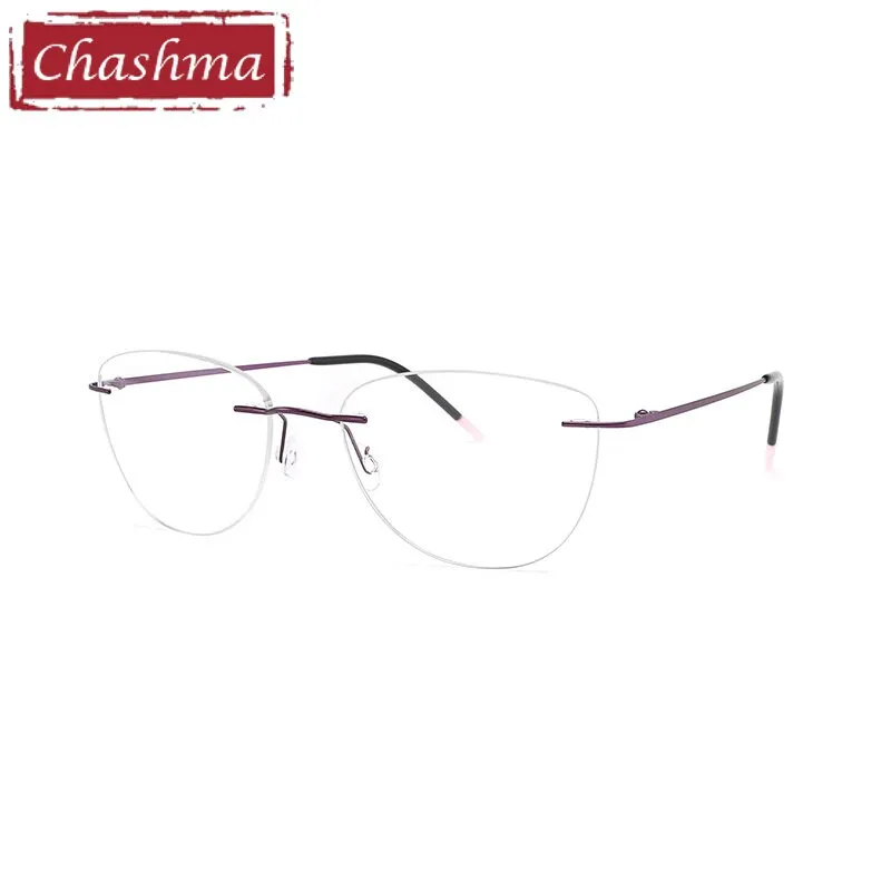 Chashma Ottica Unisex Rimless Square Cat Eye Titanium Eyeglasses 8012