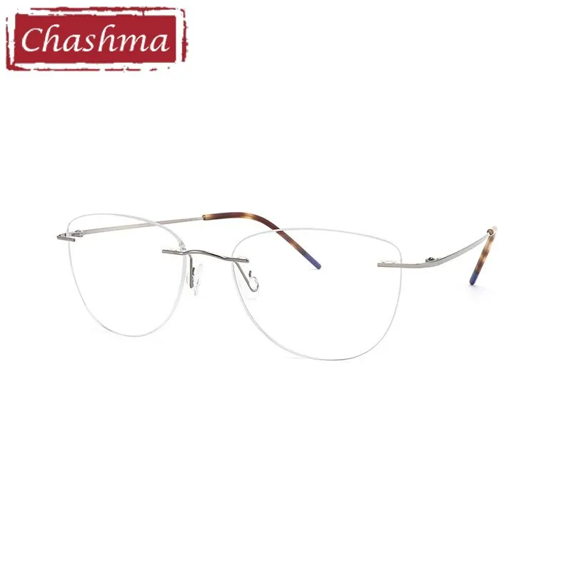 Chashma Ottica Unisex Rimless Square Cat Eye Titanium Eyeglasses 8012