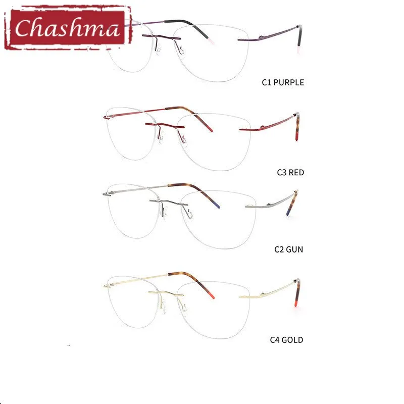 Chashma Ottica Unisex Rimless Square Cat Eye Titanium Eyeglasses 8012