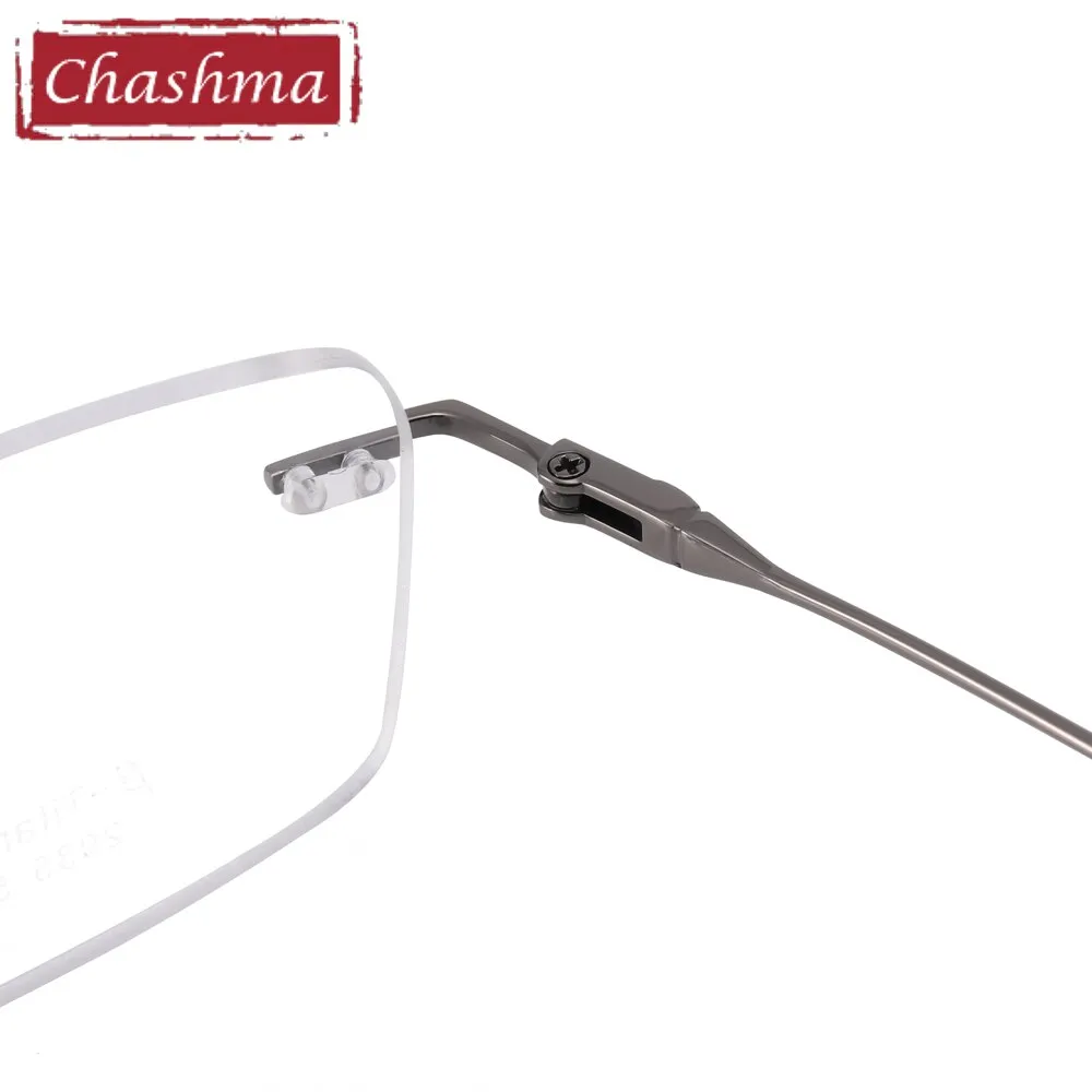 Chashma Ottica Unisex Rimless Square Titanium Eyeglasses 2935