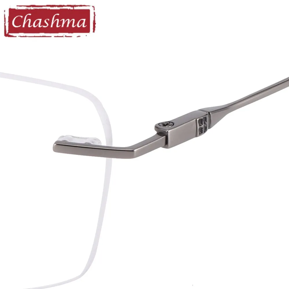 Chashma Ottica Unisex Rimless Square Titanium Eyeglasses 2935