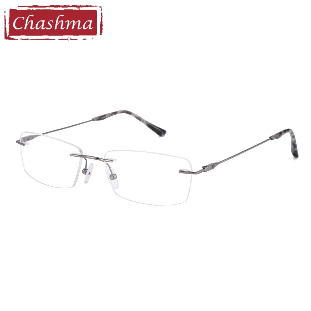 Chashma Ottica Unisex Rimless Square Titanium Eyeglasses 2935