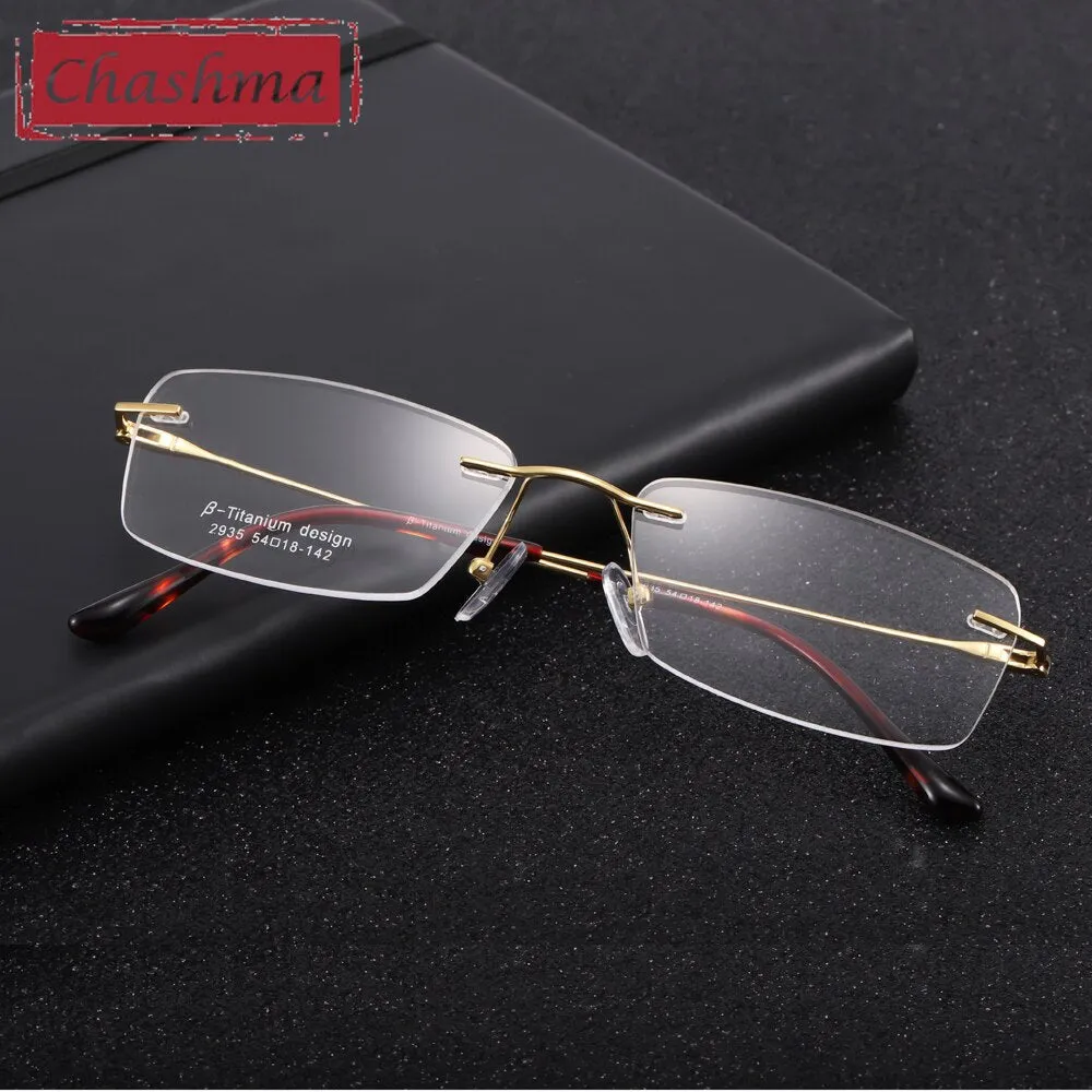 Chashma Ottica Unisex Rimless Square Titanium Eyeglasses 2935