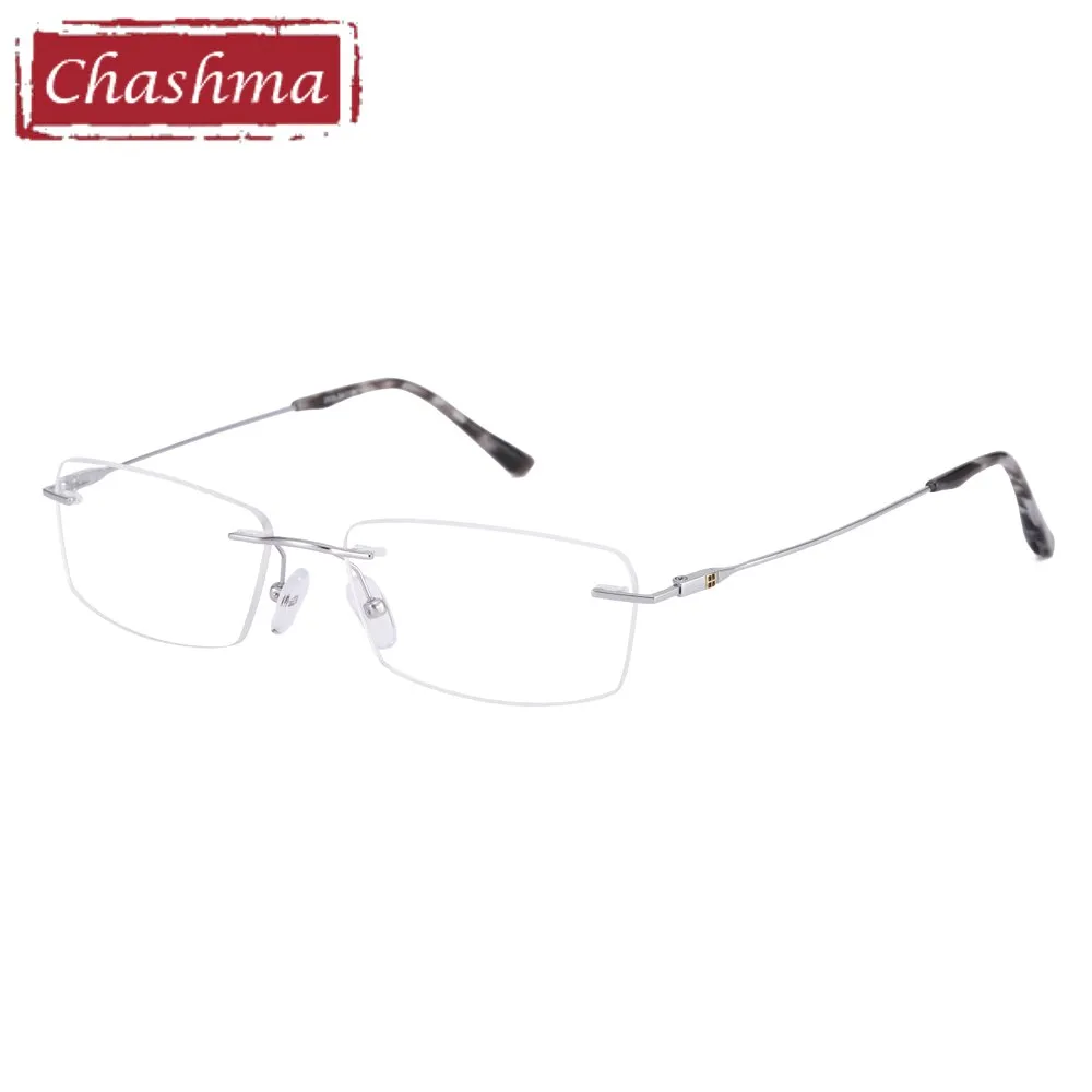 Chashma Ottica Unisex Rimless Square Titanium Eyeglasses 2935