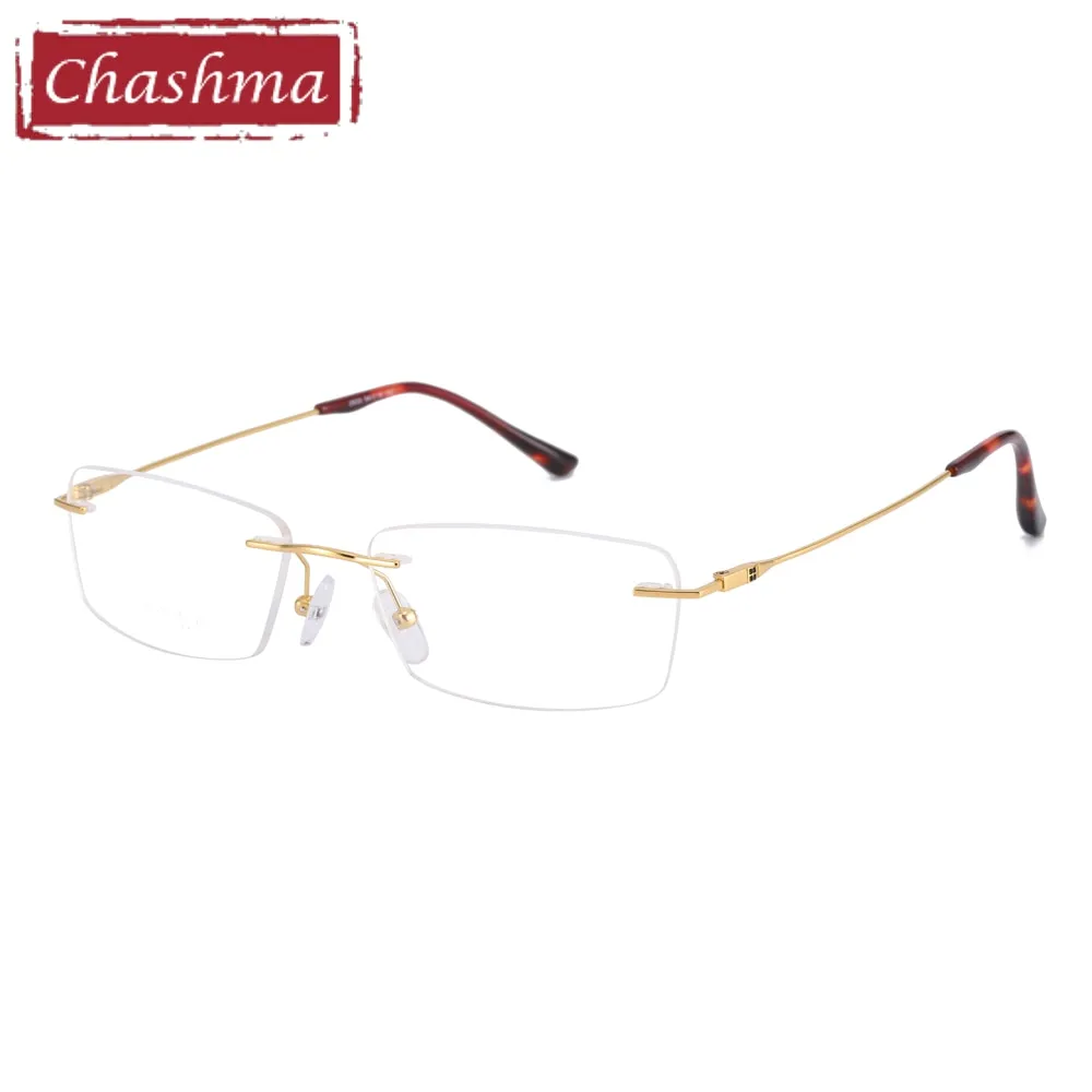 Chashma Ottica Unisex Rimless Square Titanium Eyeglasses 2935