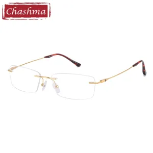 Chashma Ottica Unisex Rimless Square Titanium Eyeglasses 2935