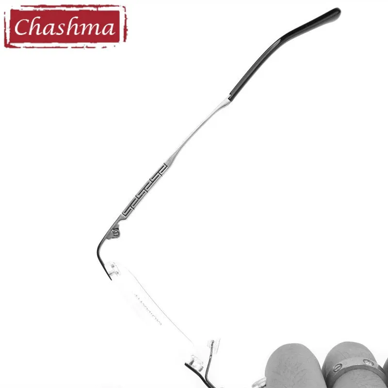 Chashma Ottica Unisex Rimless Square Titanium Eyeglasses 9014
