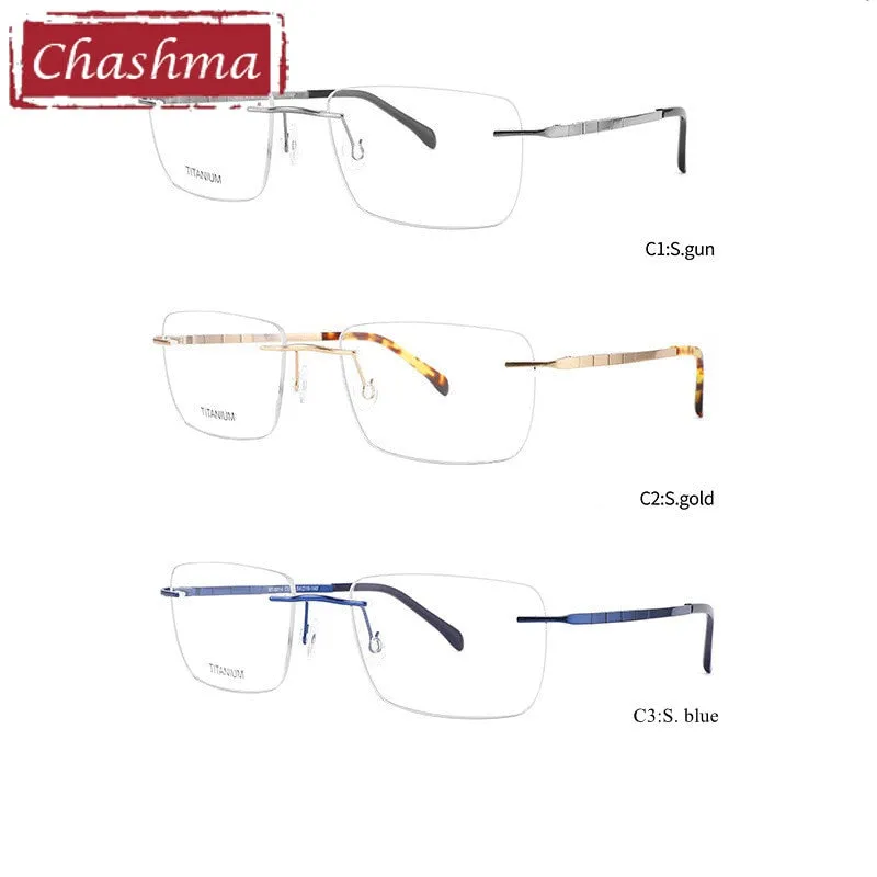 Chashma Ottica Unisex Rimless Square Titanium Eyeglasses 9014