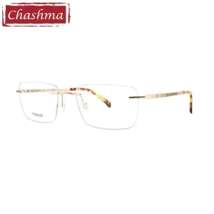 Chashma Ottica Unisex Rimless Square Titanium Eyeglasses 9014
