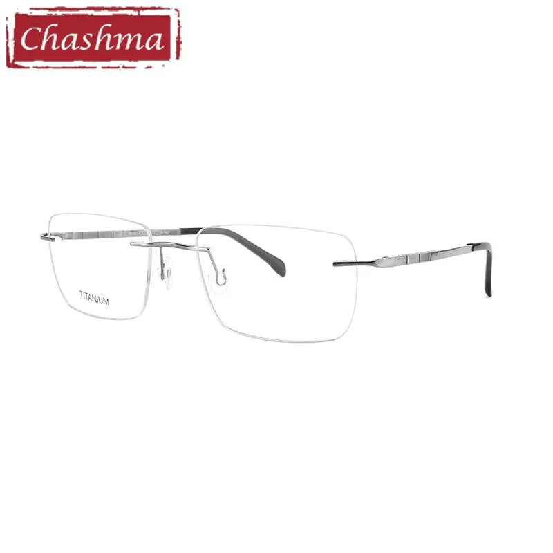 Chashma Ottica Unisex Rimless Square Titanium Eyeglasses 9014