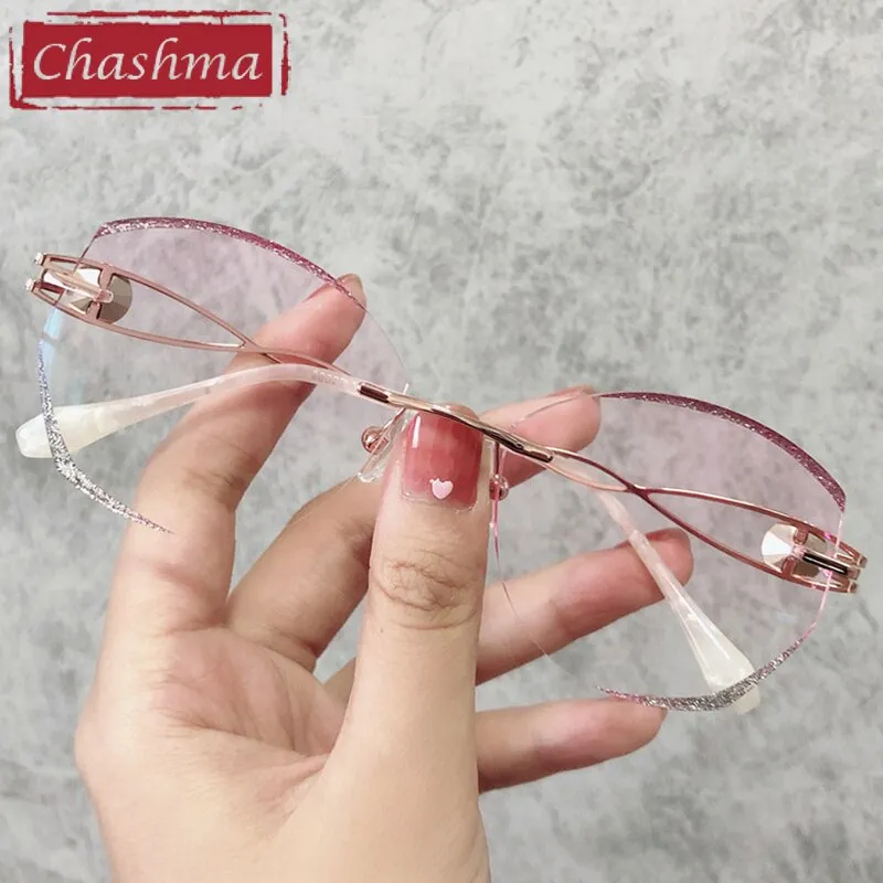 Chashma Ottica Women's Rimless Cat Eye Titanium Eyeglasses 88022
