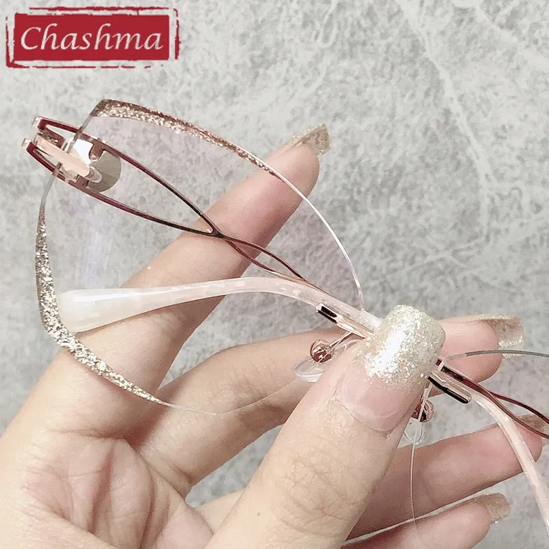 Chashma Ottica Women's Rimless Cat Eye Titanium Eyeglasses 88022