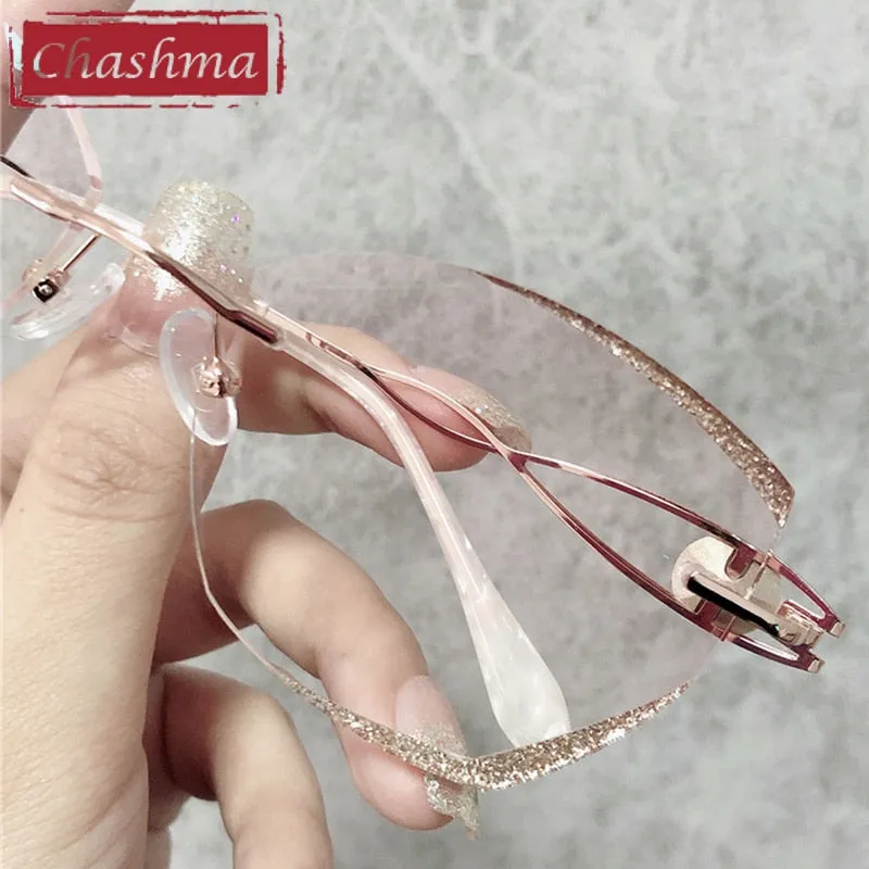Chashma Ottica Women's Rimless Cat Eye Titanium Eyeglasses 88022
