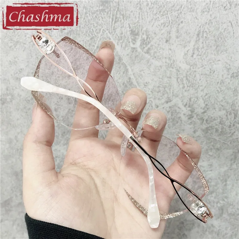 Chashma Ottica Women's Rimless Cat Eye Titanium Eyeglasses 88022