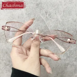 Chashma Ottica Women's Rimless Cat Eye Titanium Eyeglasses 88022
