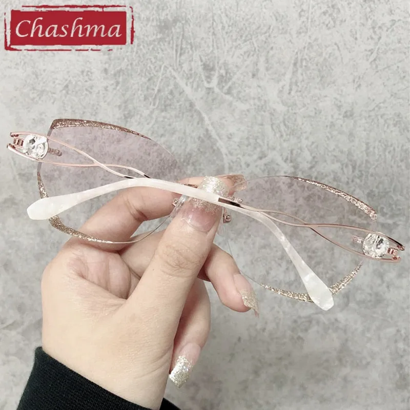 Chashma Ottica Women's Rimless Cat Eye Titanium Eyeglasses 88022